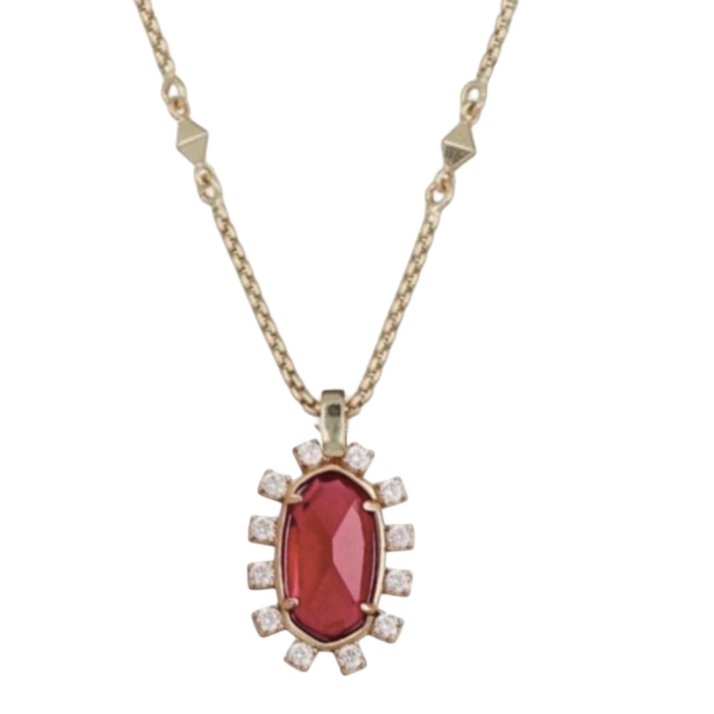 KENDRA SCOTT • Vintage Antique Gold Brett Berry Red Illusion Necklace
